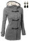 BYD Femmes veste à Capuche Bouton Corne manches Longues Chaud Épais Automne Hiver Slim Fit,XL,Gris