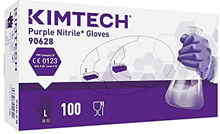 Kimtech Purple Nitrile Disposable Protective Gloves, Latex and Powder Free for Heavy Duty protection Against Chemicals and Virus's, Box of 100, XS