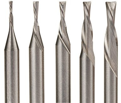 StewMac Hartmetall Downcut Inlay Nutfräser Set mit 5 Durchmessern Größen