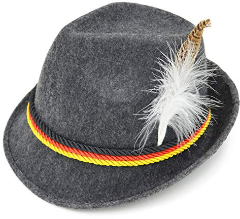 Melesh Erwachsene Filz Schweizer Deutsche Alpen Bayerische Oktoberfest Hut Cap, grau, Medium