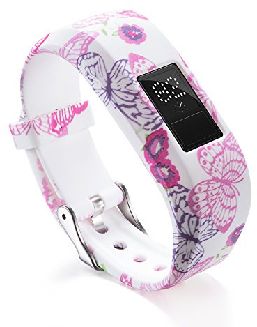 Ruentech Kinder-Ersatzarmband für Garmin Vivofit Jr. 2, Kinder-Fitnessarmband, in Kinder-Größe, verstellbar, gemustert, aus Silikon, 1PACK- K