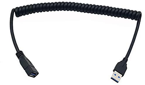 Seadream High Speed USB 3.0 Male to Female Retractable Spring Coiled Extension Cable,Stretched Length About 5Feet