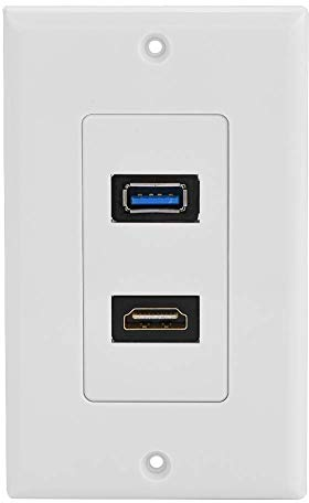 Placa de Pared HDMI USB 3.0, Haofy Panel de Placa Frontal de Pared Multimedia con Cabezal de HDMI 1.4 y USB 3.0, Toma de Corriente de Alta Velocidad para Proyector, Cine en Casa, Video y Audio,