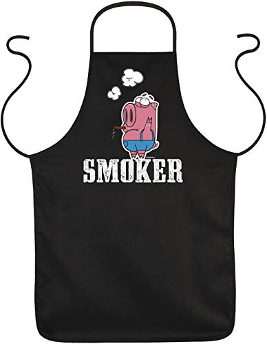 Tini - Shirts Raucher - lustiges Schwein Sprüche Grill-Schürze - lustige Schürze : Smoker - witzige Kochschürze