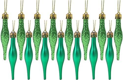 Christmas Concepts® Packung mit 15-8,5 cm Tröpfchenkugeln - Matt- und Glitterdesign - Weihnachtskugeln… (Smaragdgrün)