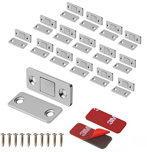 Mousike Magnetischer Türverschluss Ultradünne Schrankmagnete Edelstahl Schubladenmagnetverschluss für Schiebetürverschluss Küchenschrank Schrank Schrankschließer (Silber 16er Pack)