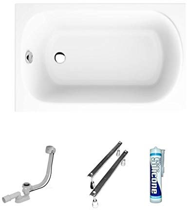 ECOLAM Baignoire rectangle acrylique Mini Polimat 100x65 cm | Pieds + siphon silicone | Original produit Belle forme