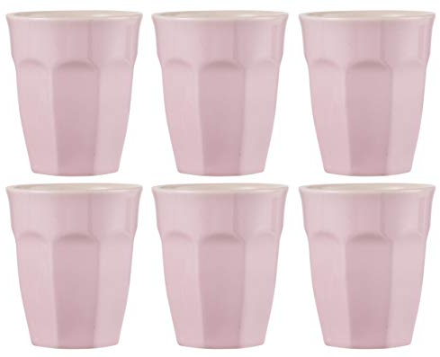 CREAFLOR HOME 6er Set Cafe Latte Becher Mynte English Rose Rosa für 200ml Steingut Ib Laursen