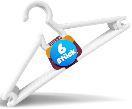 DECOBELLA Kinder-Kleiderbügel platzsparend 6er Set – robuste Kunststoff Kleiderbügel für Kinder, weiß – 27,5 x 7,5 cm – ideal für Kleidung