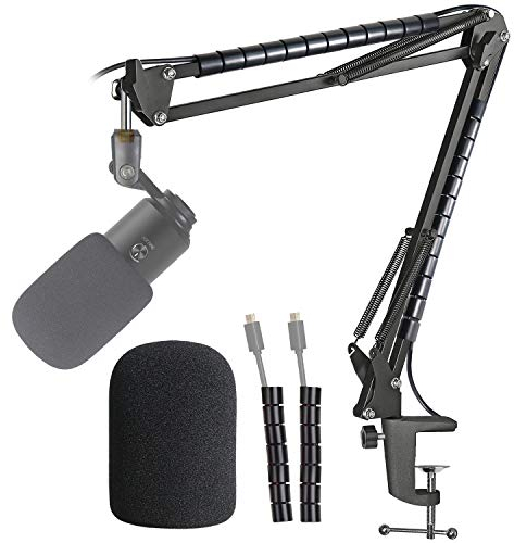 K670 Support Microphone Professionnel Réglable avec Bonnette Micro et Tube de Fixation Compatible avec Microphone Podcast USB K670 670B par YOUSHARES
