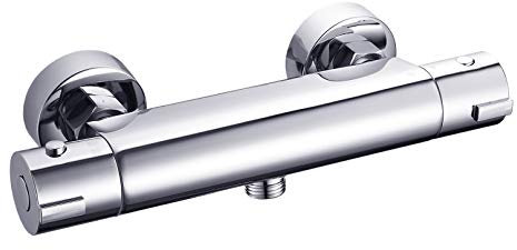 Robinet de douche thermostatique à 2 poignées - Fixation murale - Plomberie standard américaine - Robinet de douche exposé avec mélangeur d'eau à température constante pour salle de bain, camping-car