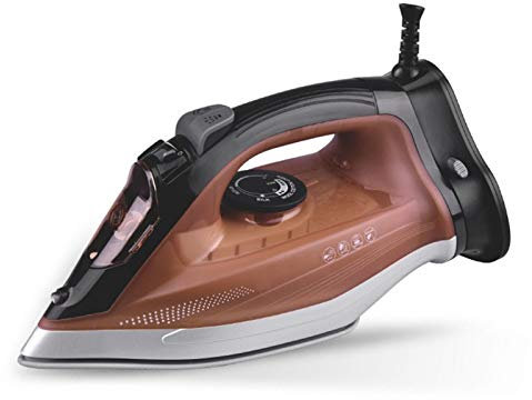 BEDSETS 2200W Ferro da Stiro A Vapore con Tecnologia Anticalcare, 300g/min Vapore, Serbatoio da 350ml, Cavo da 2m, Autopulente, Antigocci, Antiscivolo E AntiGraffio (Brown)