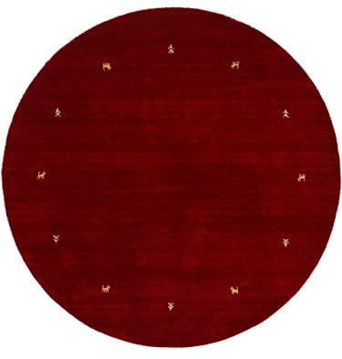 carpetfine Wollteppich Gabbeh Uni Rund Rot Ø 150 | Moderner Teppich für Wohn- und Schlafzimmer
