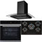 SIA BISO6SS 60cm Touch Control 10 Function Single Electric oven, 70cm Black glass gas hob & Curved Glass Cooker Hood