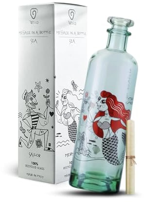 Wild® Glasflasche | Luftdichter Verschluss für Sprudelwasser und Naturwasser | spülmaschinenfeste Flasche mit kratzfestem Aufdruck | 100% recyceltes Glas - 700ml Sirene