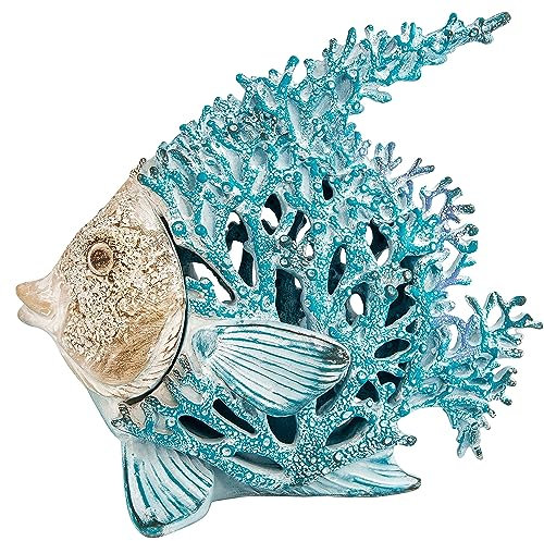Corner Merchant Ocean Decor Korallenriff-Skulptur für den Strand, Heimdekoration, Küsten-Tisch-Kollektion, 30,5 x 27,9 cm, Türkis