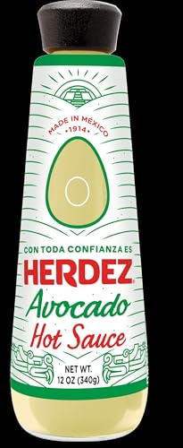 HERDEZ Sauce piquante à l'avocat, bouteille de 355 ml – Sauce mexicaine chaude riche et piquante à l'avocat pour tacos et plus encore