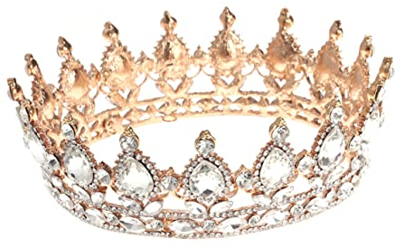 Beatifufu Frauenkrone Und Diademe Braut Geburtstagskrone Bling-Krone Kopfbedeckung Für Damen Strass Hochzeit Cosplay-Kopfbedeckung Frauen-Tiara Tiara Für Frauen Südkorea Weiß Kind Herzförmig