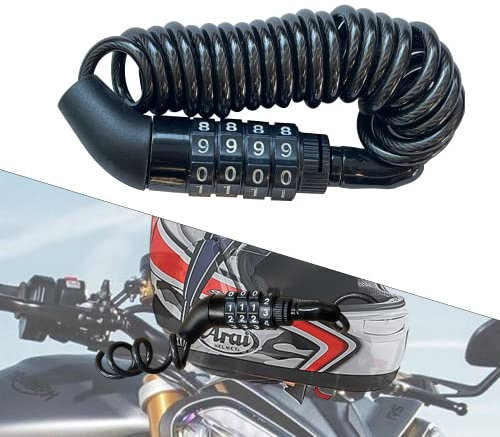 Motorcycle Helmet Lock, Portable Password Combination Security Lock Cable Lock for Bicycle Motorbike Suitcase and Luggage