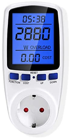 Stromverbrauchsmesser/Stromzähler für Steckdose/Strommessgerät Steckdose/Energiekostenmessgerät/Stromzähler für Balkonkraftwerk/mit LCD-Display und Beleuchtung
