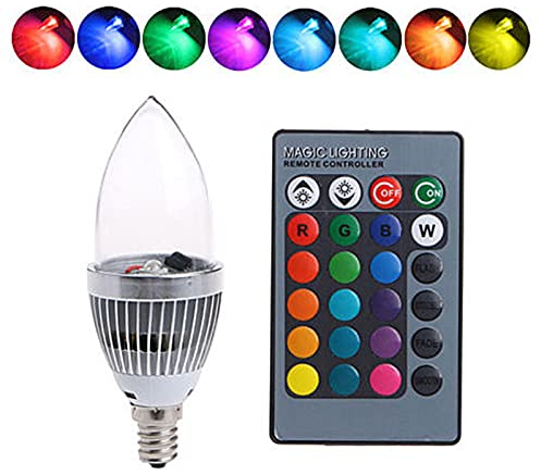 RGB-Kerzenlicht, 3 W, Kleine Intelligente Glühbirne, RGB-LED-Kerzenlicht mit Farbwechsel, Glühbirne und Fernbedienungs-Set (transparente E14-Abdeckung), Bewegungsmelder (E14 transparente Abdeckung)