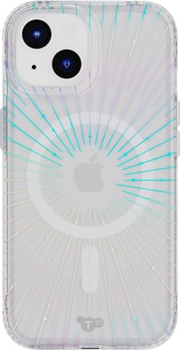 tech21 Evo Sparkle case for iPhone 15 - Compatible with MagSafe - Impact Protection Case - Solar Clear