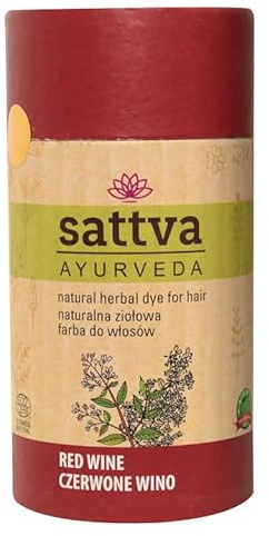 Sattva Ayurveda Natürliche Haarfarbe - Henna Haarfarbe für Allergiker - Bio Pflanzenhaarfarbe für Naturhaarfarbe, Volumen und Glanz - Doppelte Portion- ECOCERT (Red Wine, 150)