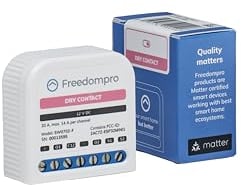 Freedompro MINI WLAN-Relais-Schalter für Smart-Switches, steuert 2 Geräte mit potenzialfreiem Kontakt, kompatibel mit HomeKit, Matter, Alexa, Google Home, Smart Home, 12V, 20A, Einbaugerät