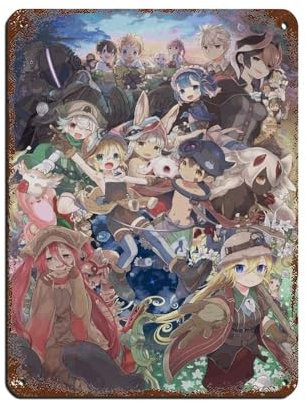 Anime Nanachi Made in Abyss Poster, Retro-Poster, Metall-Blechschild, schicke Kunst, Retro, Eisenmalerei, Bar, Menschen, Höhle, Café, Familie, Garage, Poster, Wanddekoration, 30 x 40 cm