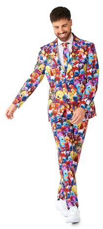 OppoSuits Herren Sesamstraße Anzug - Offizieller Anzug - Slim Fit - inklusive Blazer, Hose und Krawatte - Multicolor