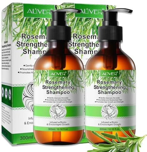 P-Beauty Rosmarin Shampoo für Haarwachstum 2x300ml | Pflegeshampoo gegen Haarausfall, Kopfhautshampoo | Rosmarin Mint Stärkungsshampoo Anti-Haarausfall | Reparierend & Nährend für alle Haartypen