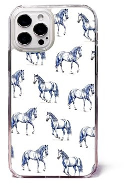 Horse Pattern Blue Horses Phone Case/Cover Compatible with iPhone 11 Plastic