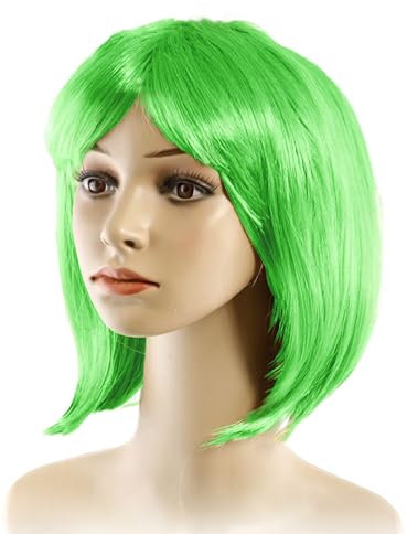 Perücke Bob für Party Cosplay Karneval Halloween Multipack cond.5700 (Grün, 3 Stück)