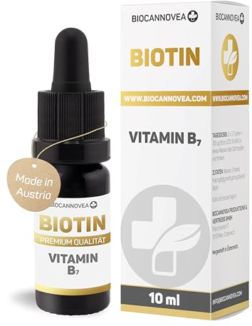 BIOCANNOVEA Hochdosiertes BIOTIN Vitamin B7, 10ml | Wasserlöslich & Mizelliert | reines Biotin für Haut, Haare & Nägel | unterstützt die Gehirnfunktion & reguliert den Blutzuckerspiegel