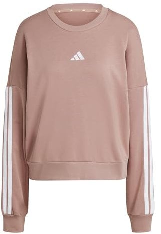 adidas Mujer Essentials 3-Stripes French Terry Sweatshirt, Warm Clay/White, M