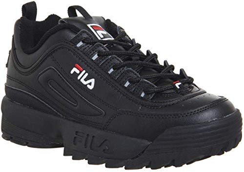 Fila Women's Disruptor II Shine Metallic Shoes, Black/White/Black, 7 UK