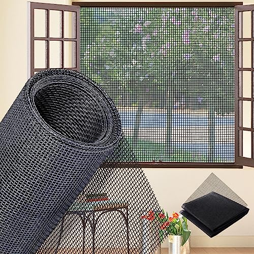Fliegennetz 200x2000cm, DIY Fliegengitter Meterware Ersatznetz Zuschneidbare Fliegengitter Meterware für Türen und Fenster Schwarz