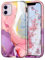 Petocase for iPhone 11 Case 6.1 inch (2019), Marble Pattern 3 in 1 Heavy Duty Shockproof Full Body Hard PC+Soft Silicone Drop Protective Women Girls Cover for iPhone 11, Pink Purple