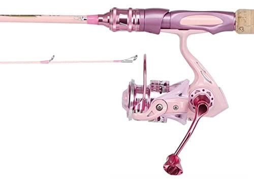télescopique Canne à pêche Rose Canne à pêche filature pour moulinet Combo Ensemble Haute sensibilité Canne à pêche prêt à l'emploi Ensemble de matériel de pêche Femmes Tige Canne à pêche