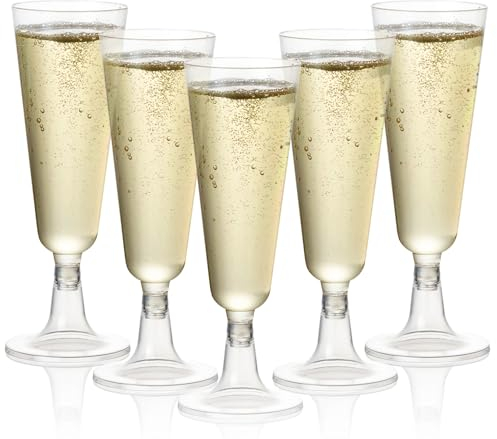 MATANA 24 Flûtes à Champagne en Plastique Réutilisables Premium, 150ml - Verres à Champagne, Coupes de Champagne pour Mariages, Anniversaires & Fêtes