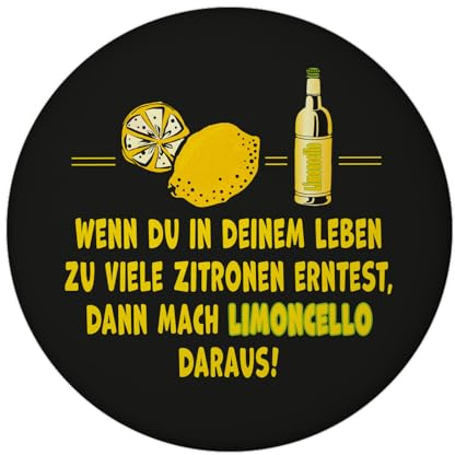 Magnet rund mit Spruch Limoncello aus Zitronen Machen schwarz gelb geistreich originell Leben Auch wenn es sauer Wird einfach Zitrone ernten schwarz