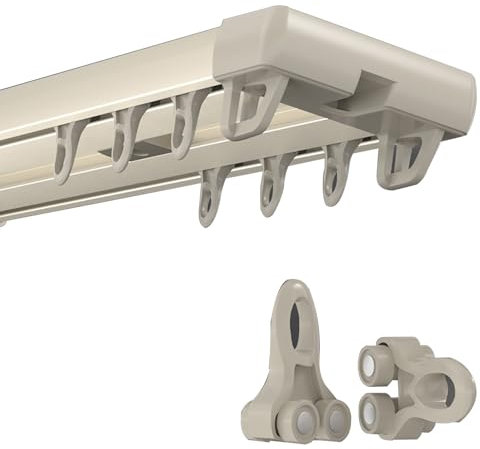 Tringle à rideau de plafond robuste blanche à double rail pour salon, chambre à coucher et séparateur de douche de 5,2 m - Kit de tringle à rideaux dorée