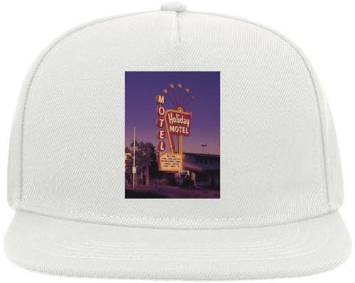 Atspauda Las Vegas Holiday Motel Hipster Styled Snapback Flat Visor Cotton Blend Cap White, weiß, Einheitsgröße