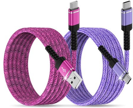 USB C Charger Cable Type C Fast Charging [2Pack/6FT USB A to C & USBC to C], Samsung Charging Cable Phone Charger Wire for Samsung Galaxy S25 ultra S24 S23 S22 S21 S20 A56 A16 A55 A35 A51 A53 Z Flip 7