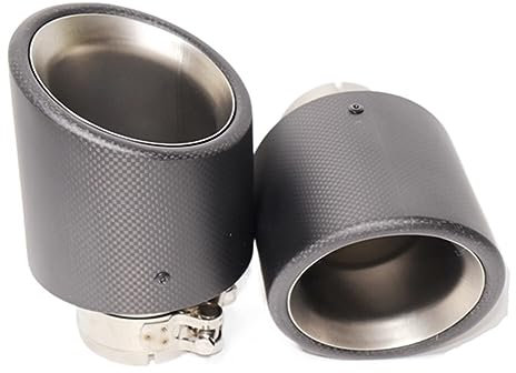 Auspuffblende 1 STÜCK Auto-Auspuff-Endrohr, gelockt, matt, Kohlefaser, Edelstahl, Abschrägung für Kantenschalldämpferspitze für mit Logo Akrapovic(63MM IN 114MM OUT)