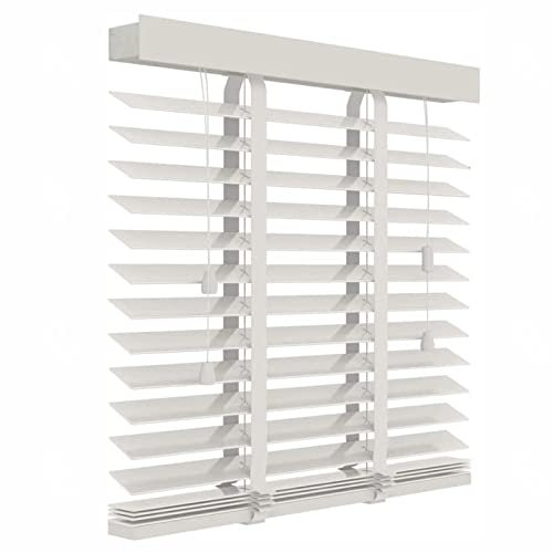 White Wooden Venetian Blinds 70x160cm Blackout Horizontal Window Shades with 50mm Slats Customizable