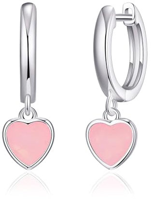 Philip Jones Rose Quartz Gemstone Heart Charm Hoop Earrings
