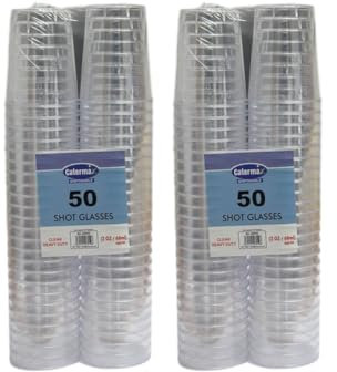 100 Plastic Shot Glasses - Multi Use Cheese Cake Desserts, Crystal Clear Hard Plastic Sampling Cups 60ml 2 oz