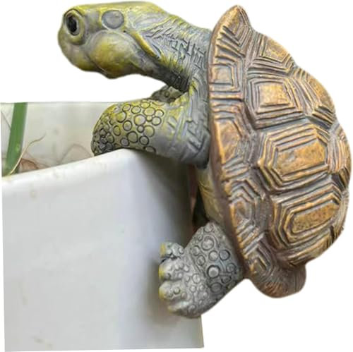 Schildkröte Statuen, Deko Garten Schildkröte Figuren, Tier Deko Anhänger Hängende Statue für Pflanzgefäße Harz Klettern Skulptur Tier Ornament Gartenfigur für Draußen (Schildkröte 1)