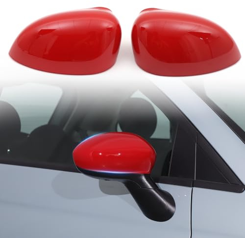 Pair Car Wing Mirror Covers Caps Compatible With @Fiat @500 500C/500E/Abarth 500 2007-2024 Replacement Rearview Side Mirror Covers Door Mirror Covers Caps (Red)